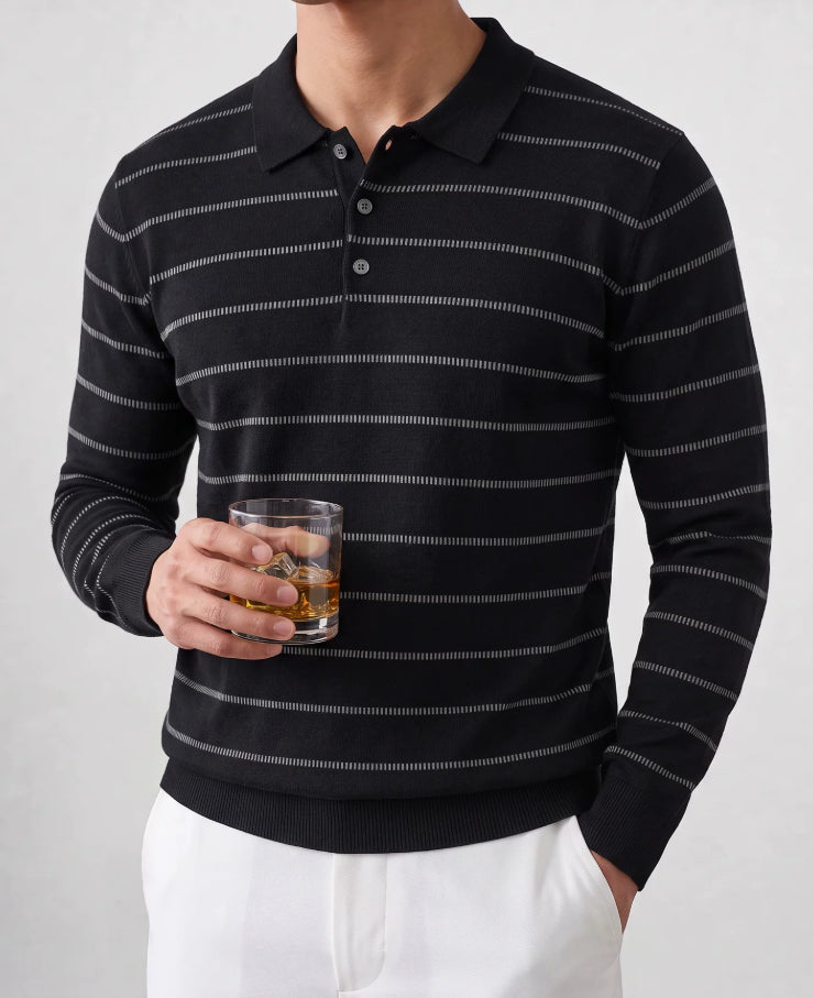 S-03120 supplied product reference — Fine-stripe knit polo