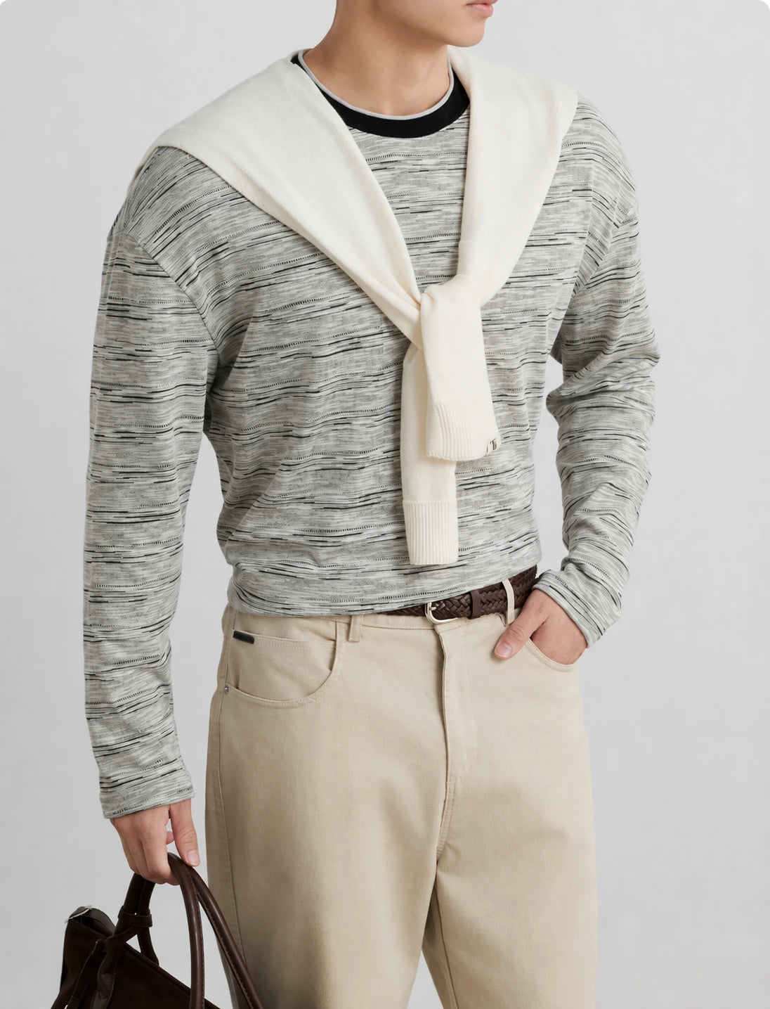 S-03207 supplied product reference — Mélange crew knit