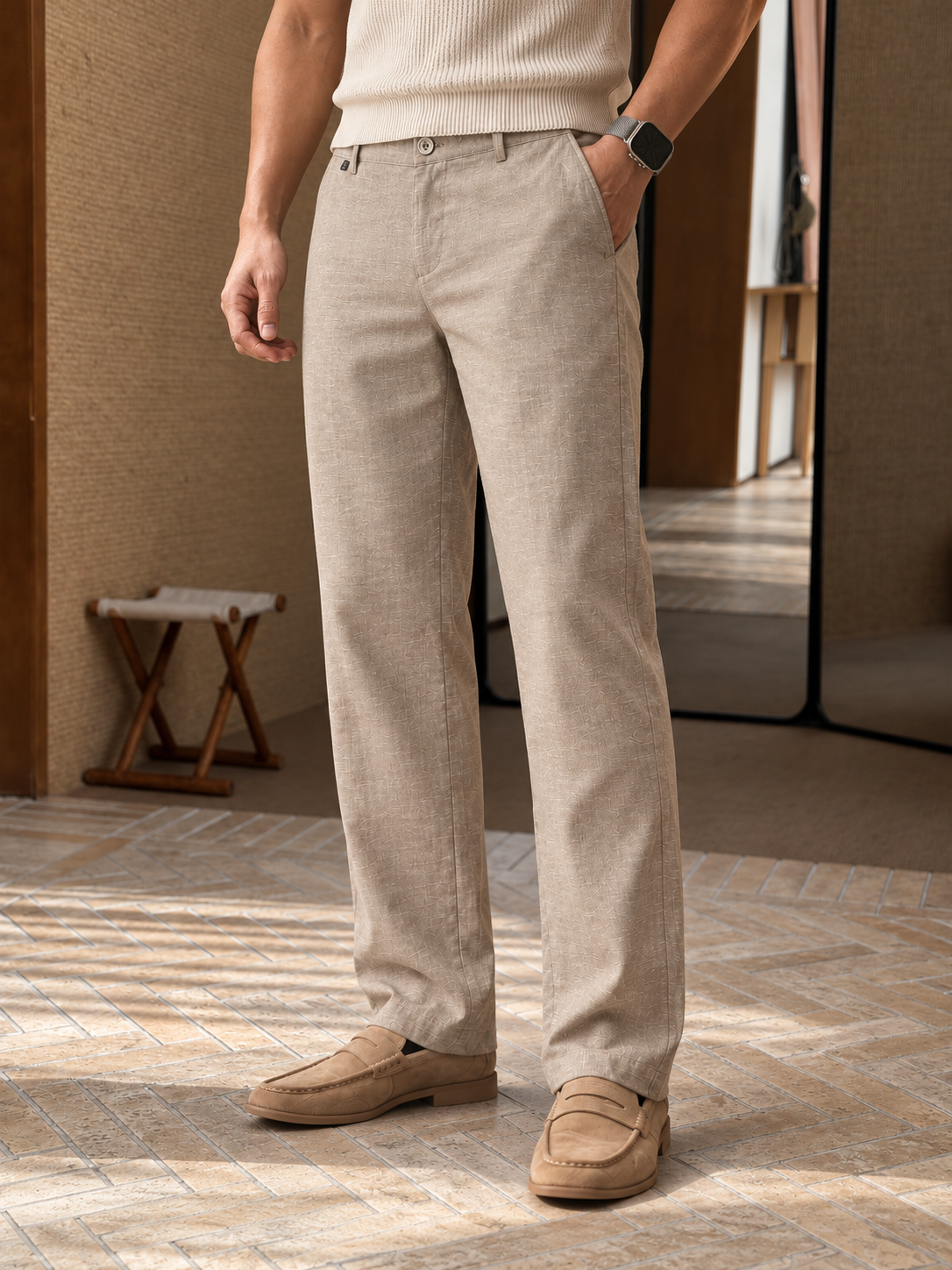 Men's Textured Relaxed Straight-Leg Pants — Men's Textured Relaxed Straight-Leg Pants