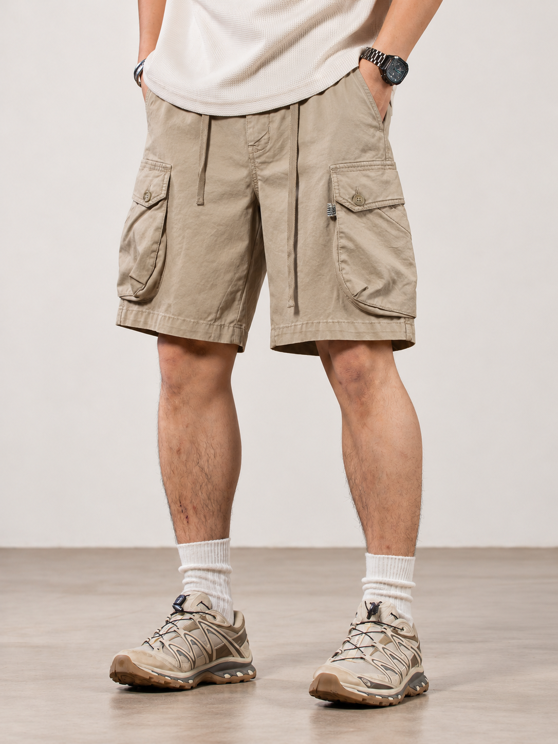 Men's Casual Cargo Shorts with Drawstring Waist — Men's Casual Cargo Shorts with Drawstring Waist