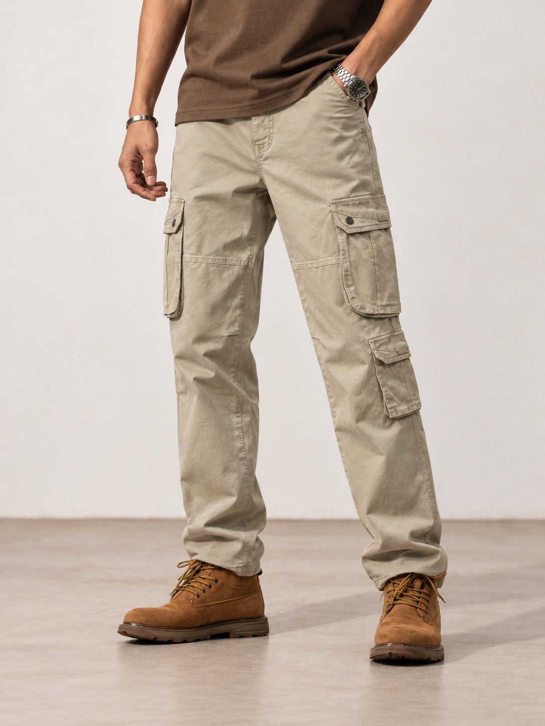 Men's Multi-Pocket Straight-Leg Cargo Pants