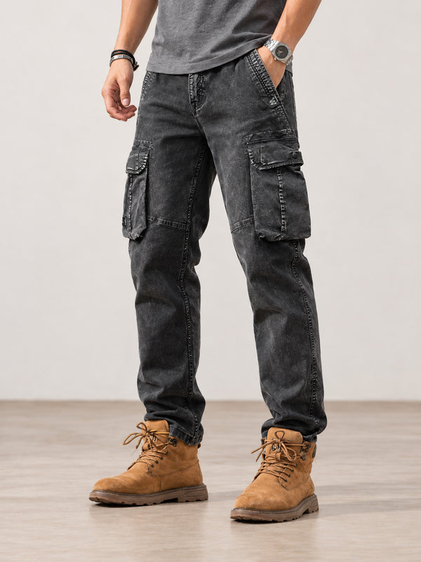 Men's Washed Multi-Pocket Relaxed Cargo Pants