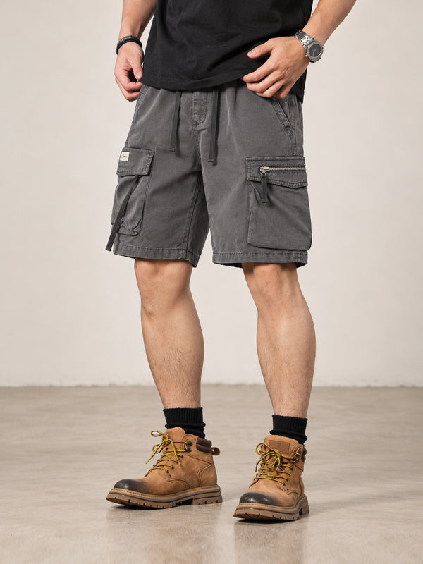 Men's Cargo Shorts with Decorative Rope Detail