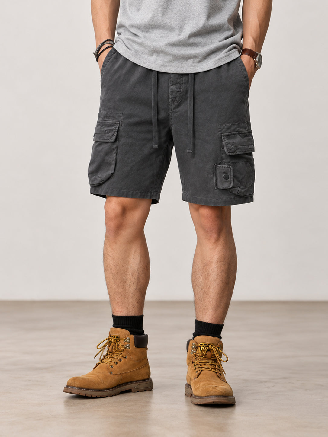 Men's 3D Cargo Pocket Flap Detail Cargo Shorts