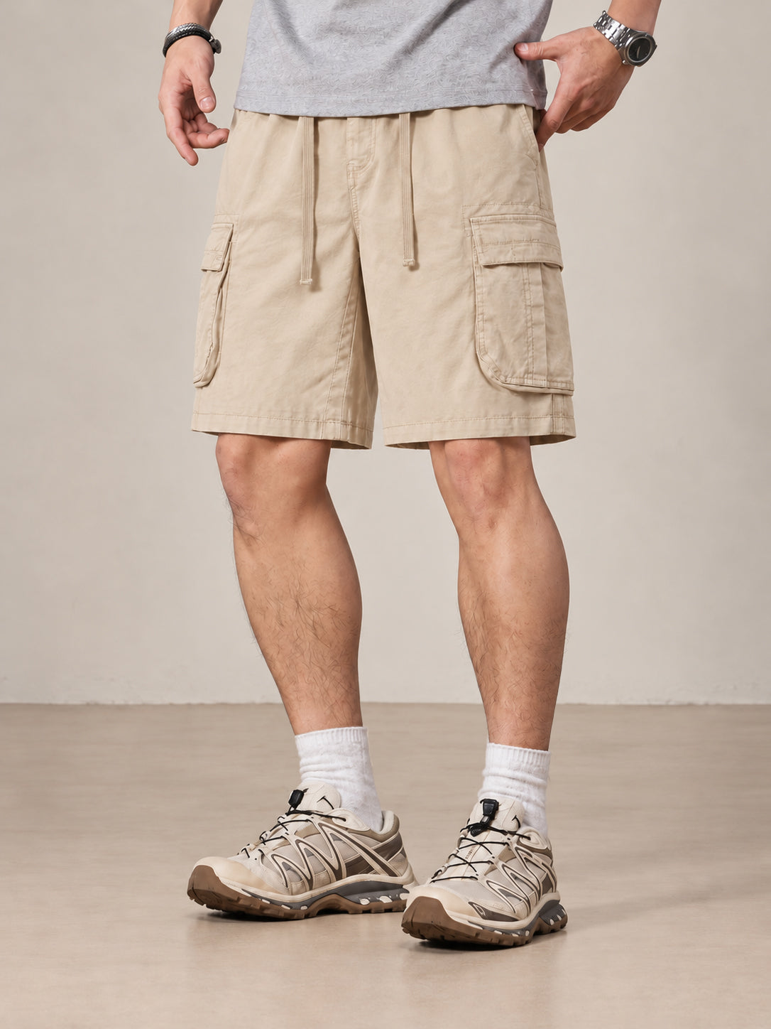 Men's Relaxed Fit Cargo Shorts with Multi-Pocket Design