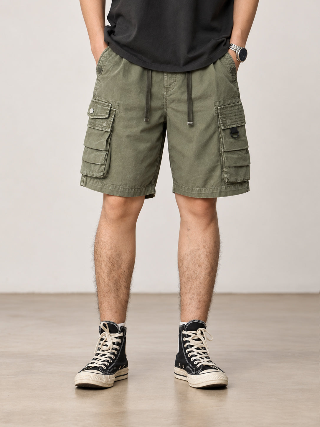 Men's Multi-Pocket Cargo Shorts with Utility Pocket Design — Men's Multi-Pocket Cargo Shorts with Utility Pocket Design