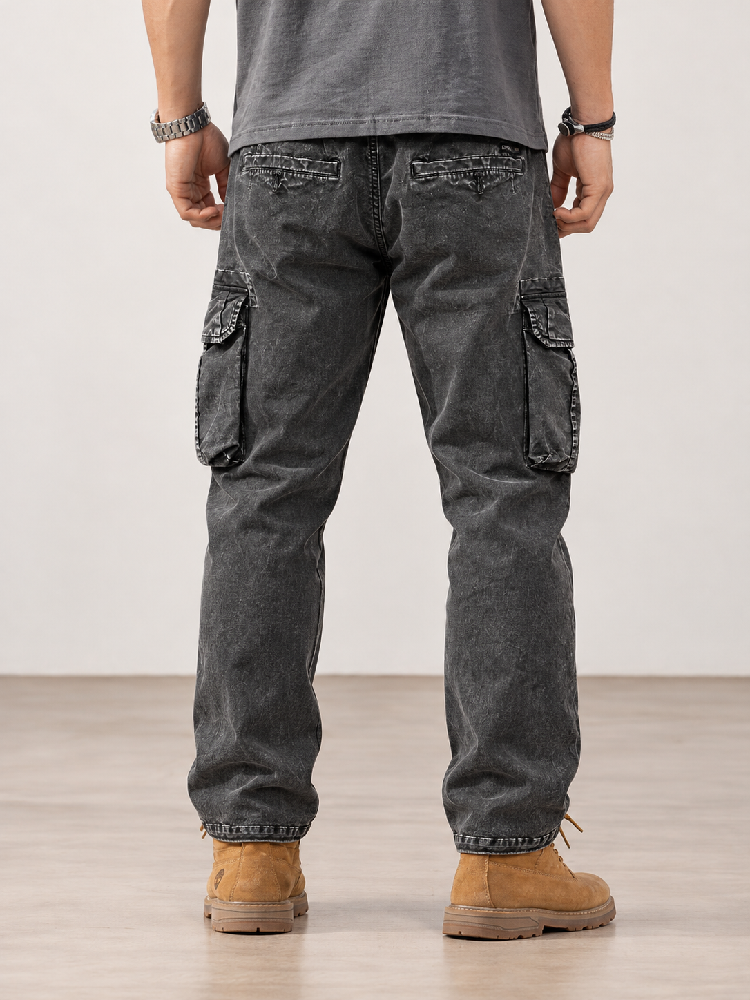 Men's Washed Multi-Pocket Relaxed Cargo Pants — Men's Washed Multi-Pocket Relaxed Cargo Pants