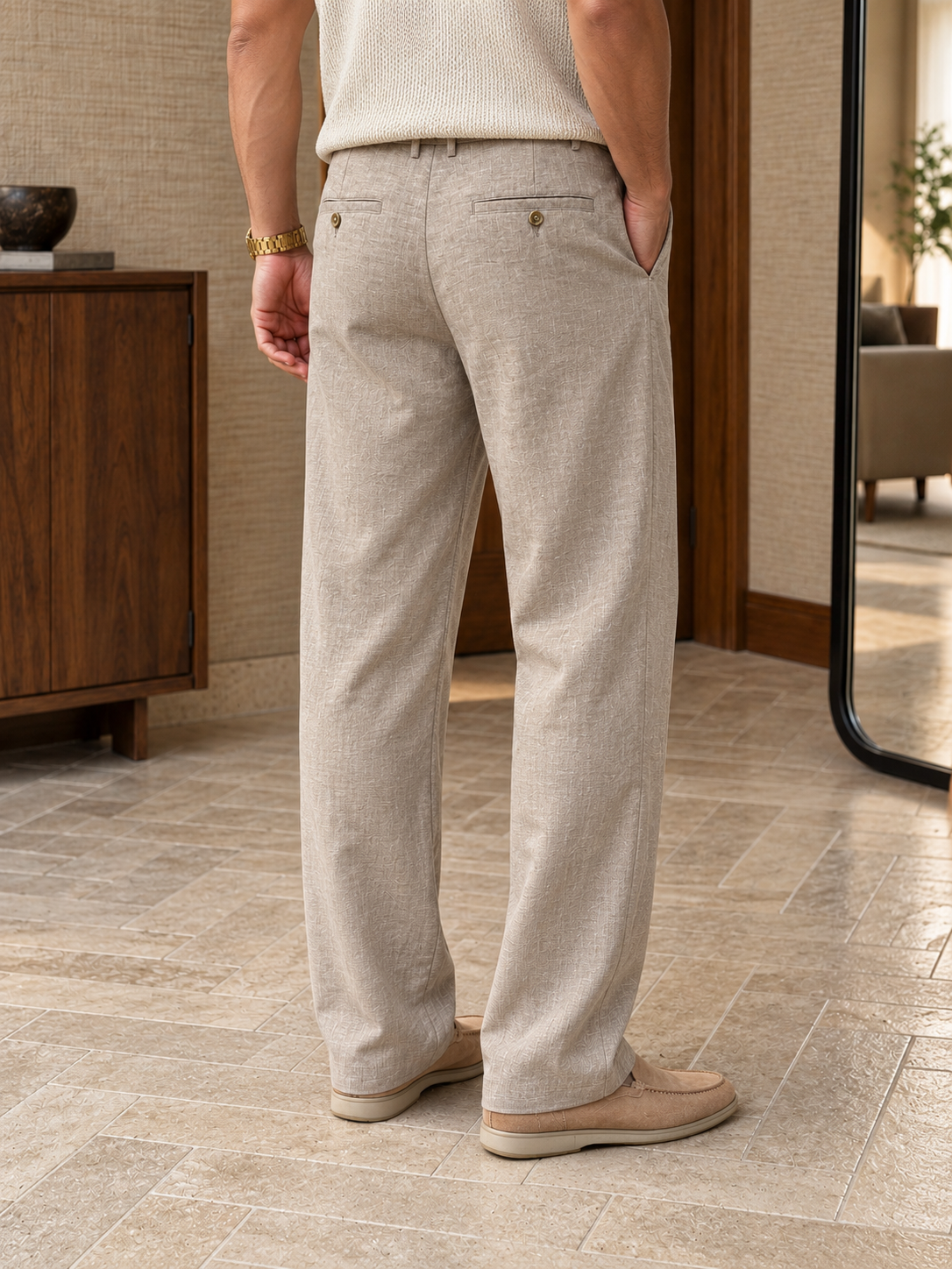 Men's Relaxed Straight-Leg Cotton-Linen Pants — Men's Relaxed Straight-Leg Cotton-Linen Pants