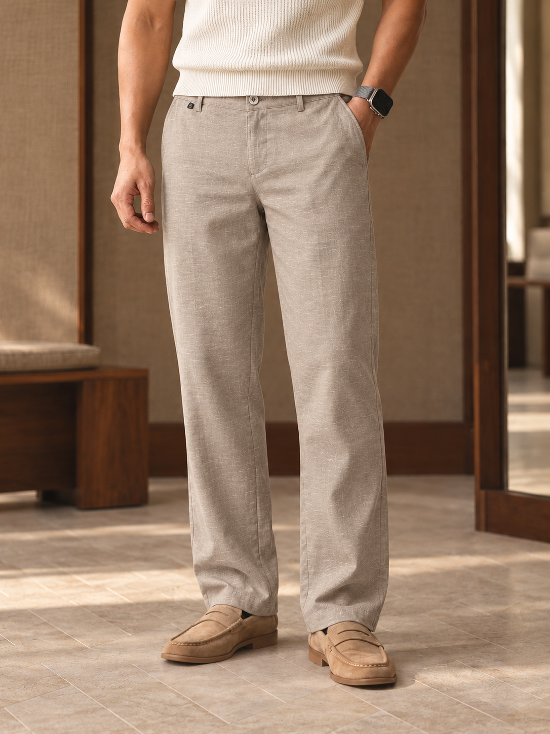 Men's Textured Relaxed Straight-Leg Pants — Men's Textured Relaxed Straight-Leg Pants