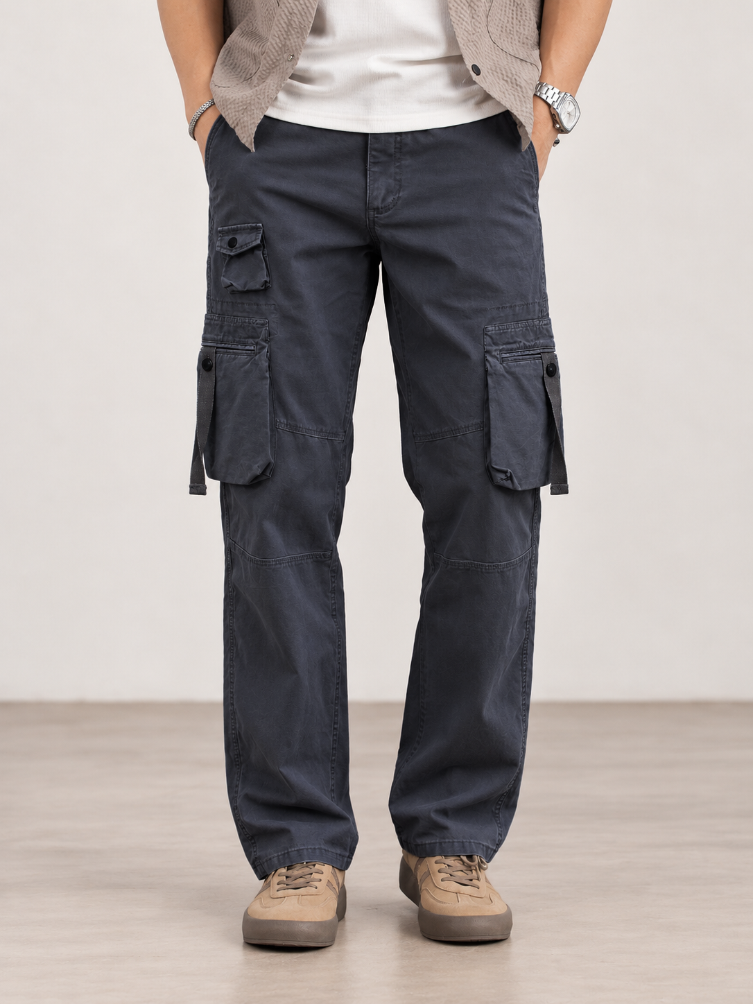 Men's Multi-Pocket Strap Detail Cargo Pants — Men's Multi-Pocket Strap Detail Cargo Pants