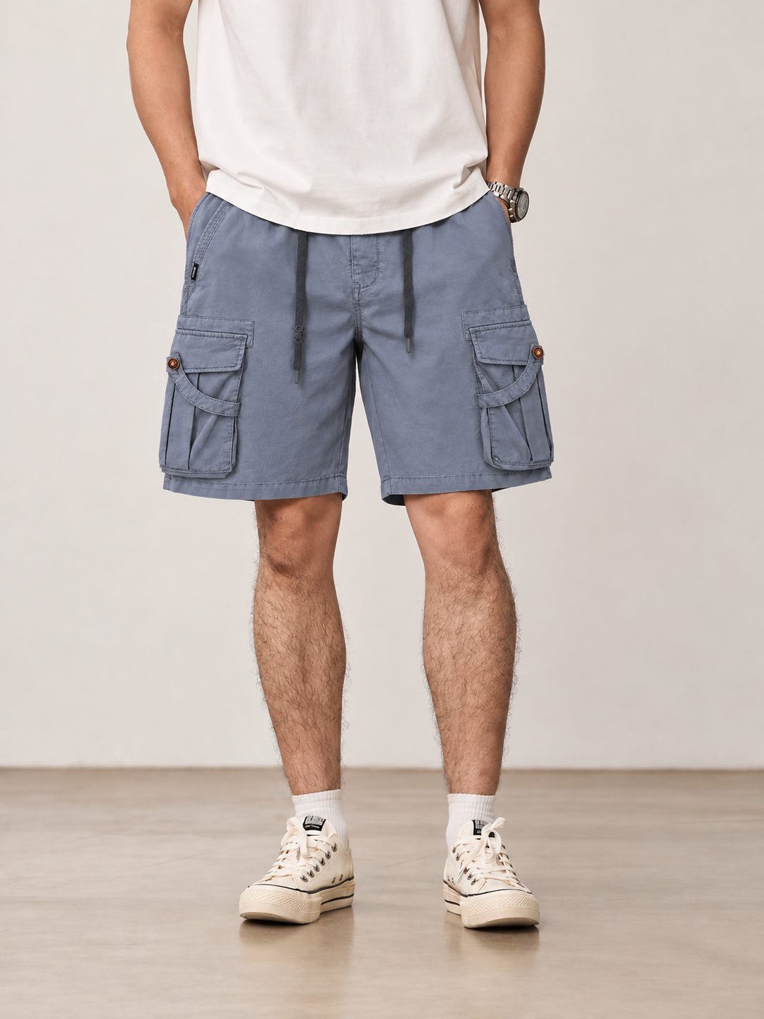 Men's 3D Pocket Decorative Tab Detail Cargo Shorts — Men's 3D Pocket Decorative Tab Detail Cargo Shorts
