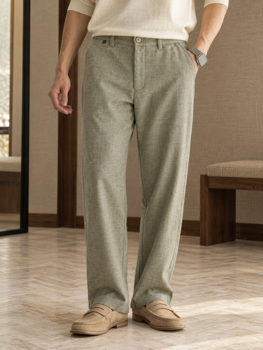 Men's Textured Relaxed Straight-Leg Pants — Men's Textured Relaxed Straight-Leg Pants
