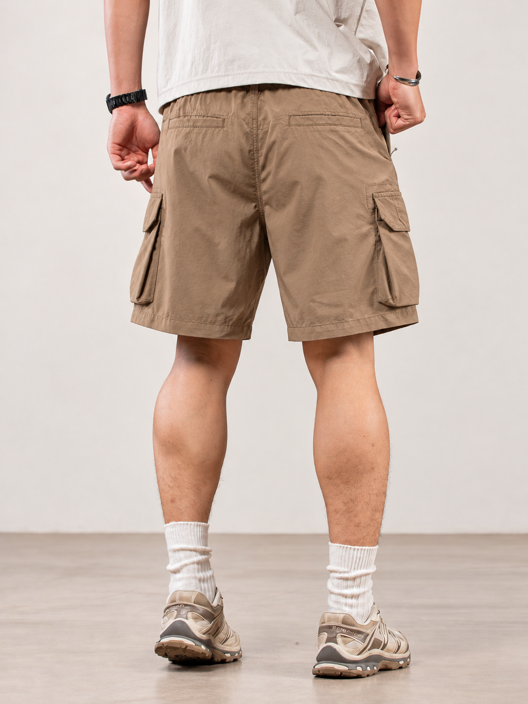 Men's Casual Belted Cargo Shorts with Multi-Pocket Design — Men's Casual Belted Cargo Shorts with Multi-Pocket Design