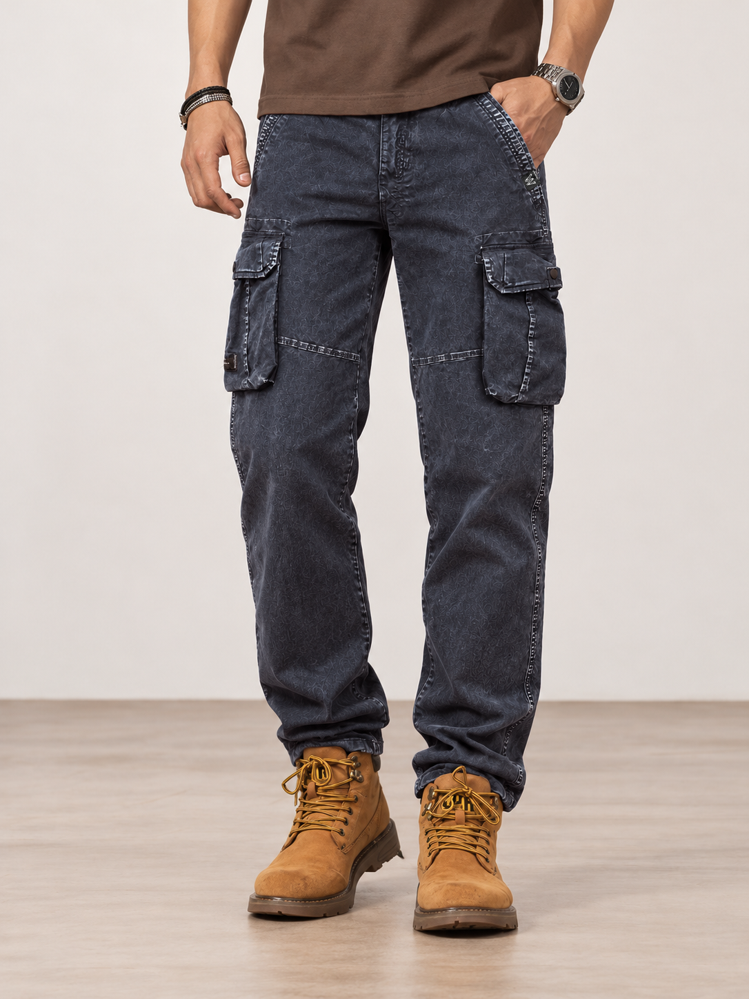 Men's Washed Multi-Pocket Relaxed Cargo Pants — Men's Washed Multi-Pocket Relaxed Cargo Pants