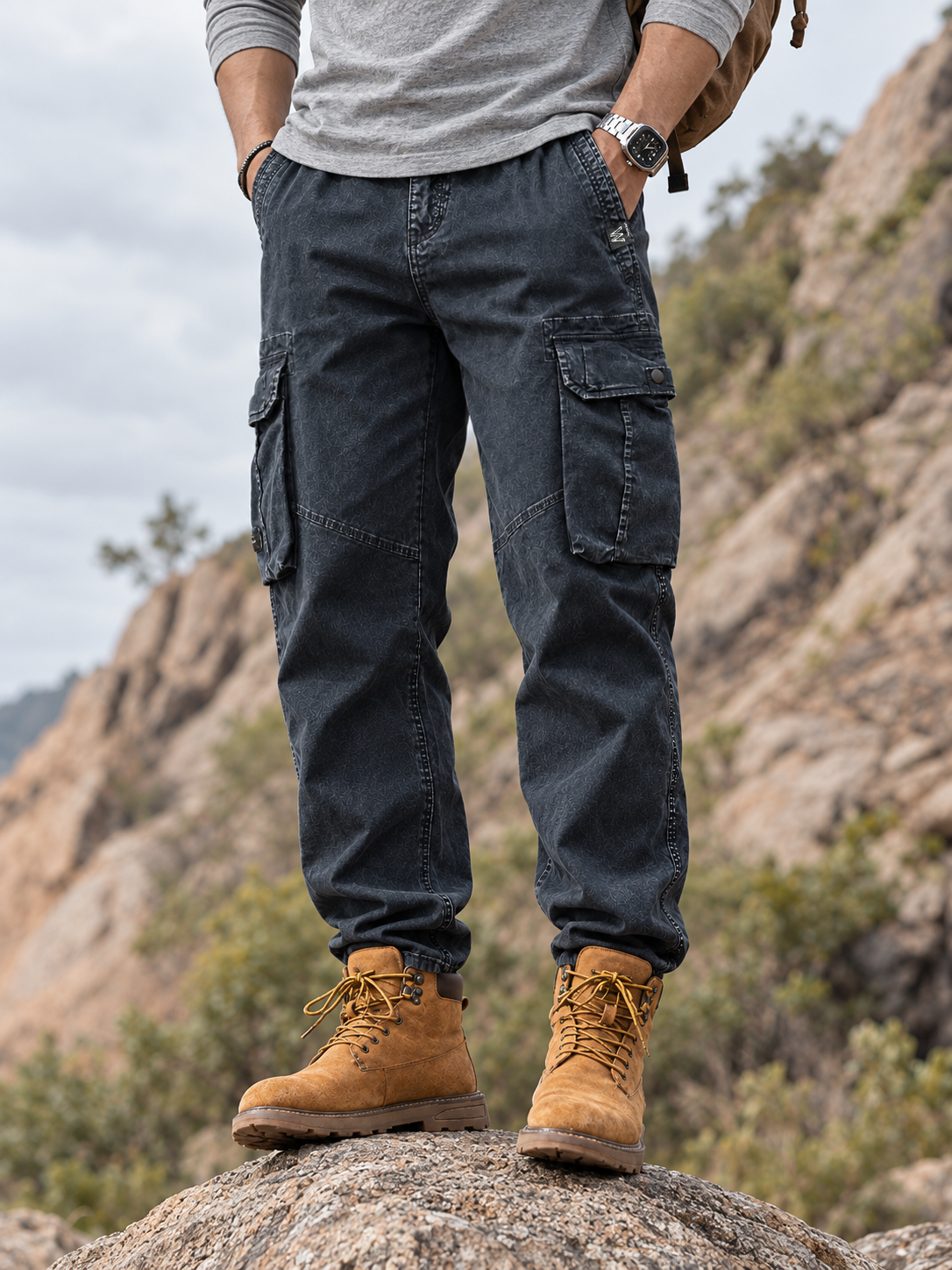 Men's Washed Multi-Pocket Relaxed Cargo Pants — Men's Washed Multi-Pocket Relaxed Cargo Pants