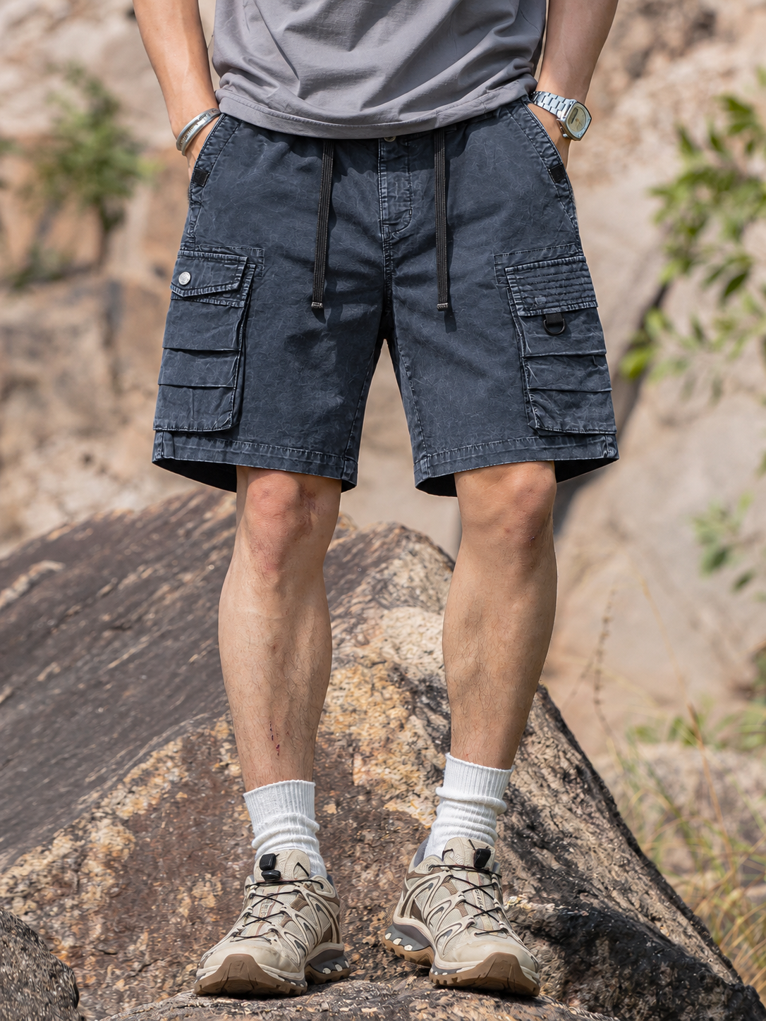 Men's Multi-Pocket Cargo Shorts with Utility Pocket Design — Men's Multi-Pocket Cargo Shorts with Utility Pocket Design