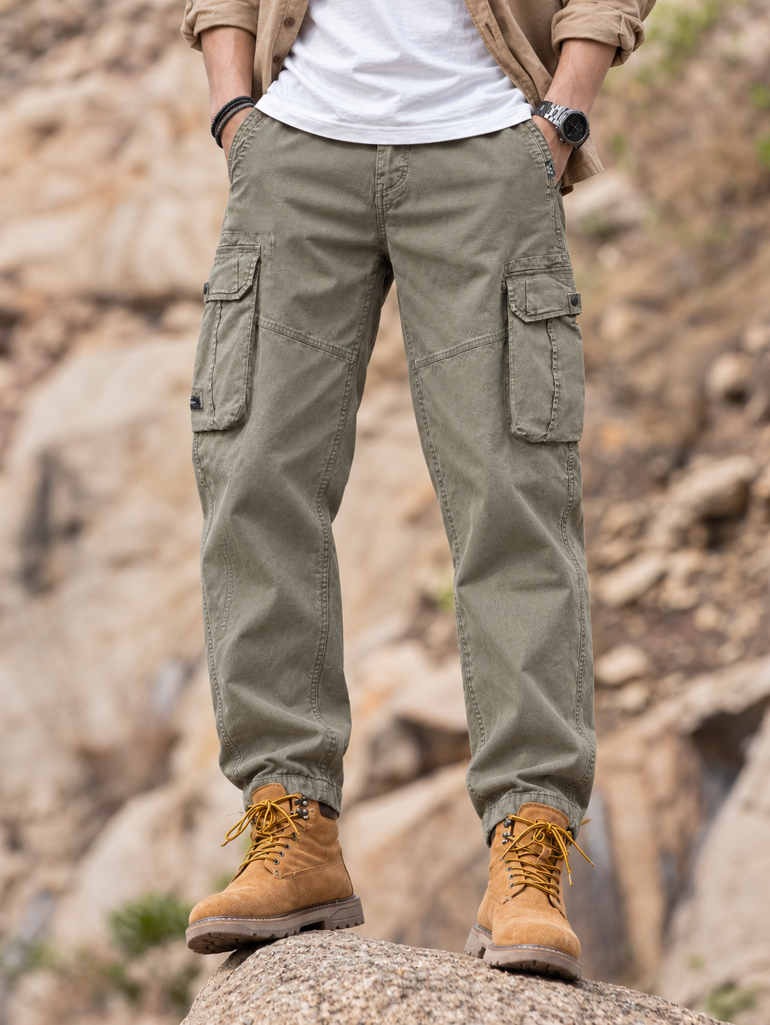 Men's Washed Multi-Pocket Relaxed Cargo Pants — Men's Washed Multi-Pocket Relaxed Cargo Pants