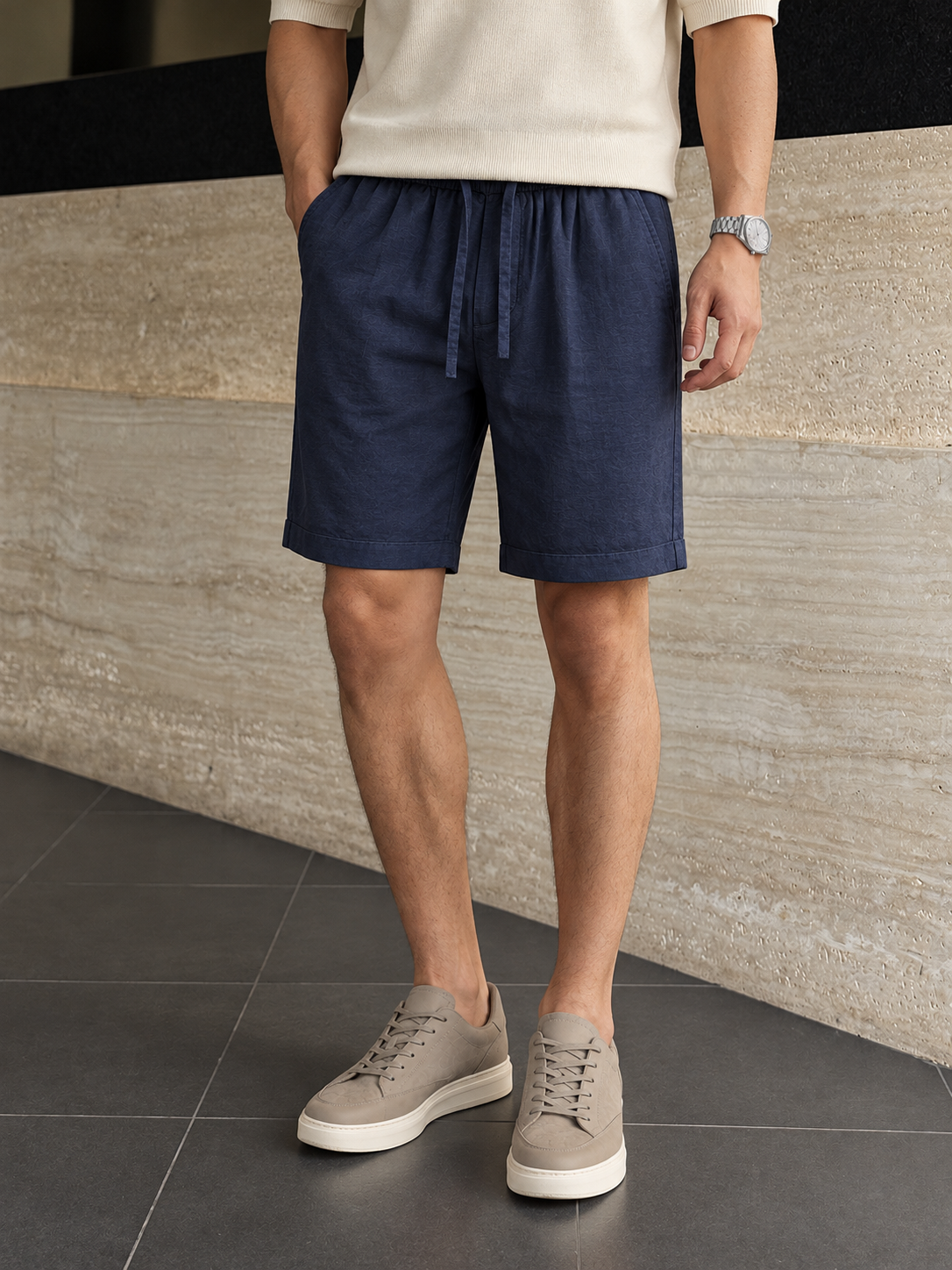 Men’s Cotton Linen Drawstring Relaxed Shorts — Men’s Cotton Linen Drawstring Relaxed Shorts