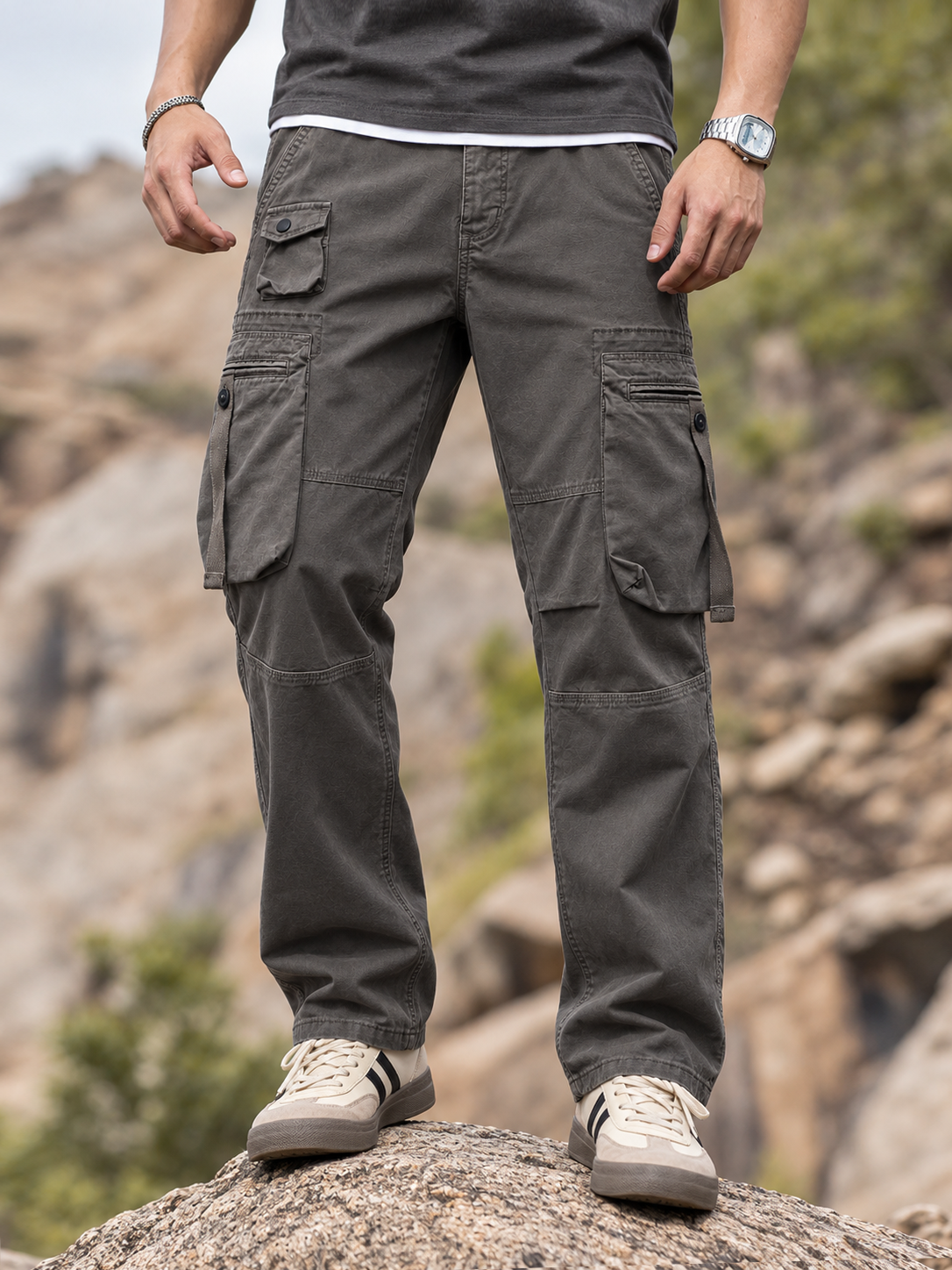 Men's Multi-Pocket Strap Detail Cargo Pants — Men's Multi-Pocket Strap Detail Cargo Pants