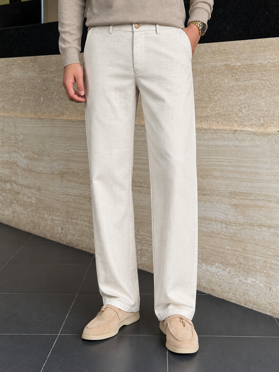 Men's Relaxed Straight-Leg Cotton-Linen Pants — Men's Relaxed Straight-Leg Cotton-Linen Pants