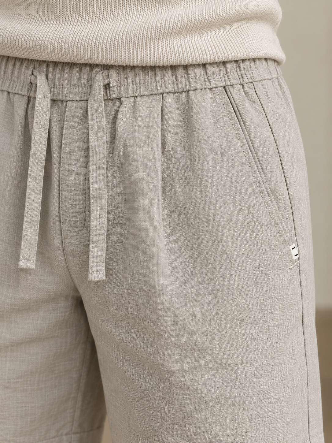 Men’s Cotton Linen Drawstring Casual Shorts — Men’s Cotton Linen Drawstring Casual Shorts