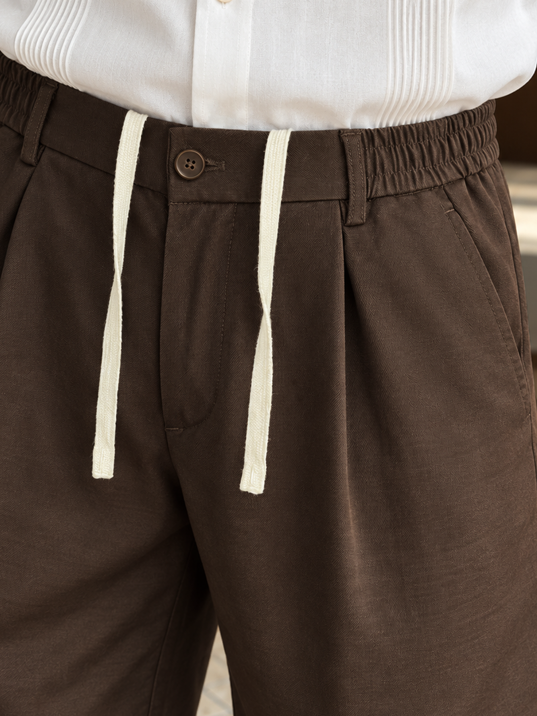 Men’s Linen Cotton Pleated Wide-Leg Casual Shorts — Men’s Linen Cotton Pleated Wide-Leg Casual Shorts