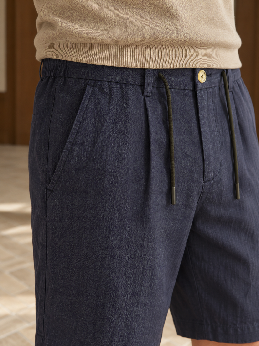 Men’s Linen Cotton Pleated Shorts — Men’s Linen Cotton Pleated Shorts