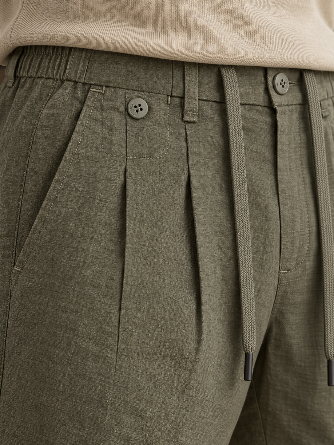 Men’s Lyocell Linen Blend Pleated Casual Shorts — Men’s Lyocell Linen Blend Pleated Casual Shorts