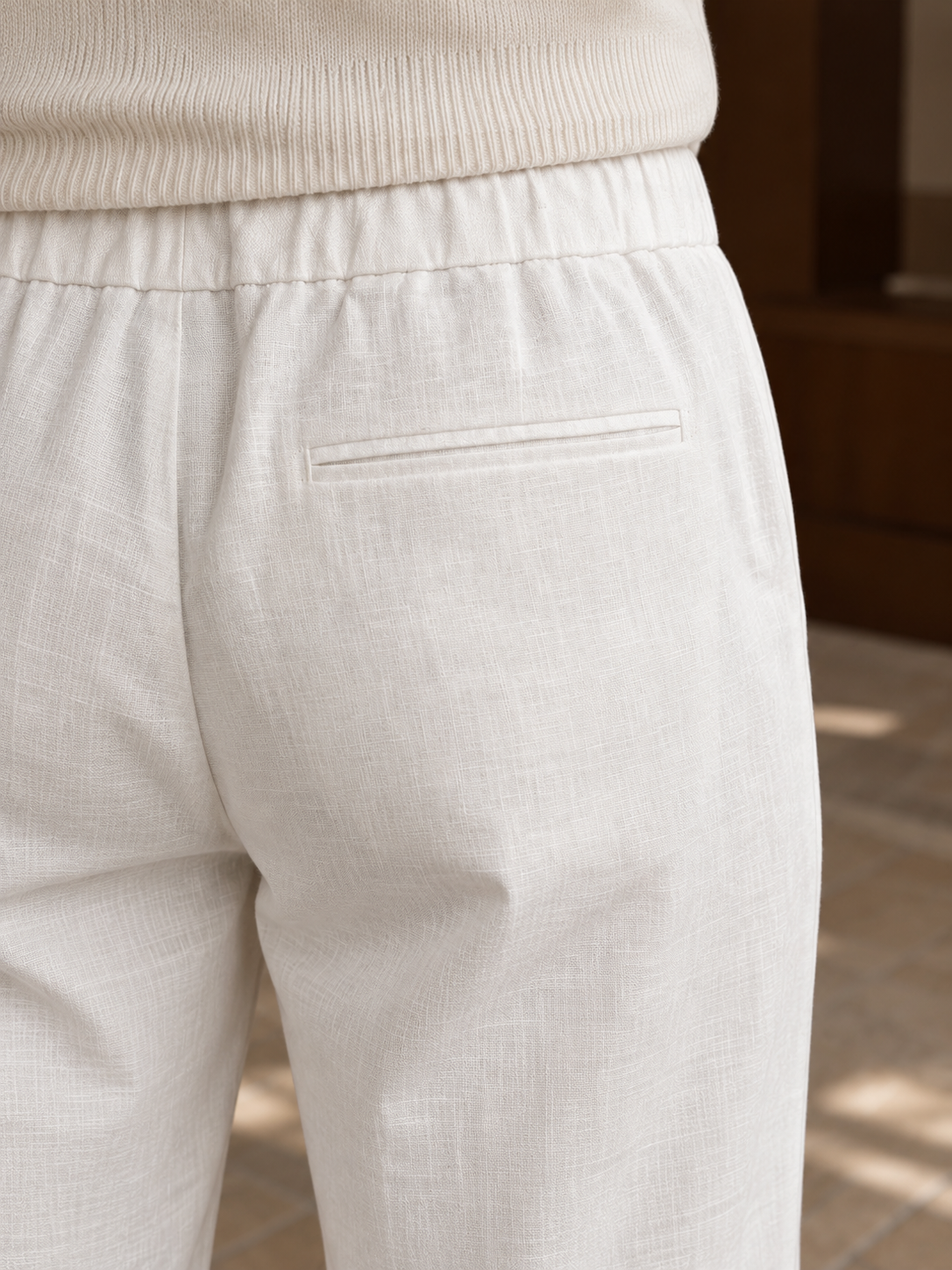 Men’s Textured Linen Blend Cropped Casual Pants — Men’s Textured Linen Blend Cropped Casual Pants