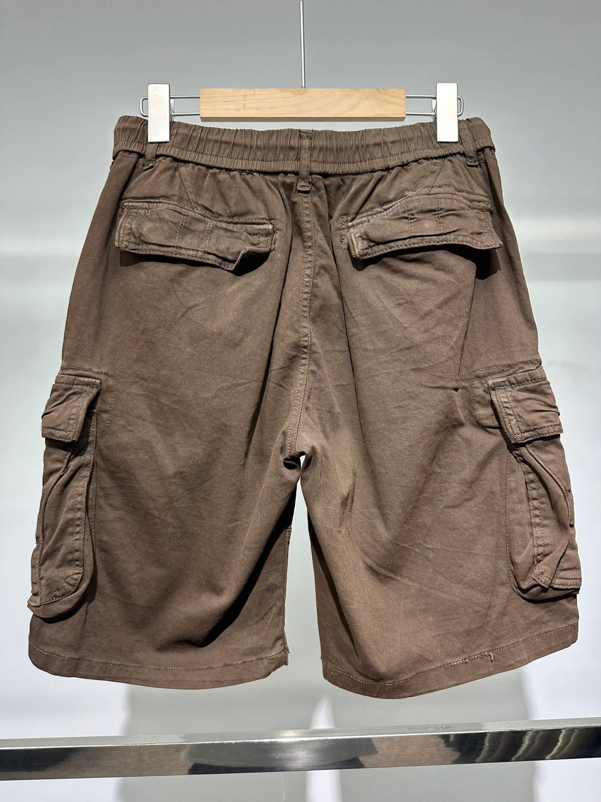 Brown cargo shorts — Original back photograph — Brown cargo shorts