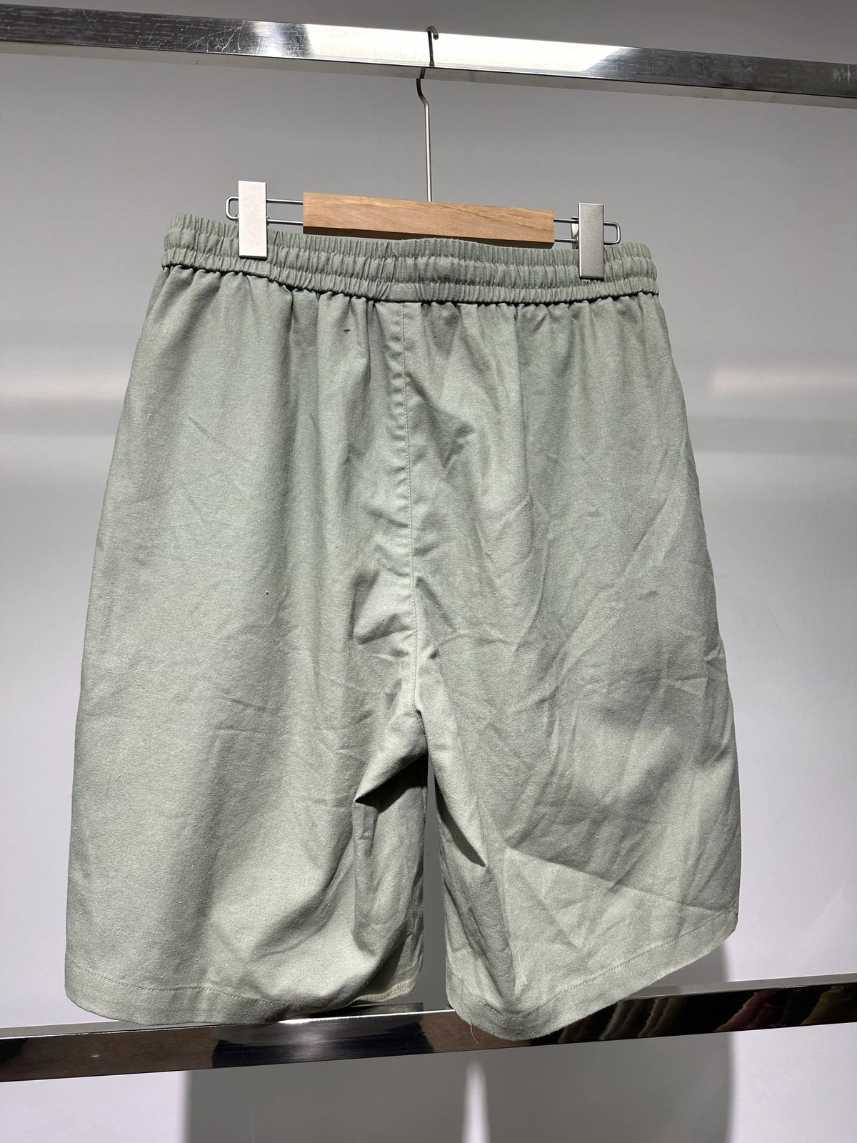 Sage drawcord shorts — Original back photograph — Sage drawcord shorts