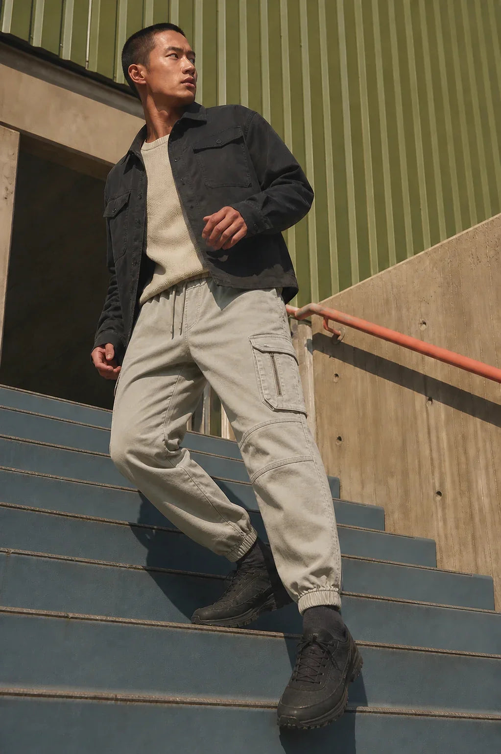 KU0012 Layered Cargo Jogger — AI-generated model styling