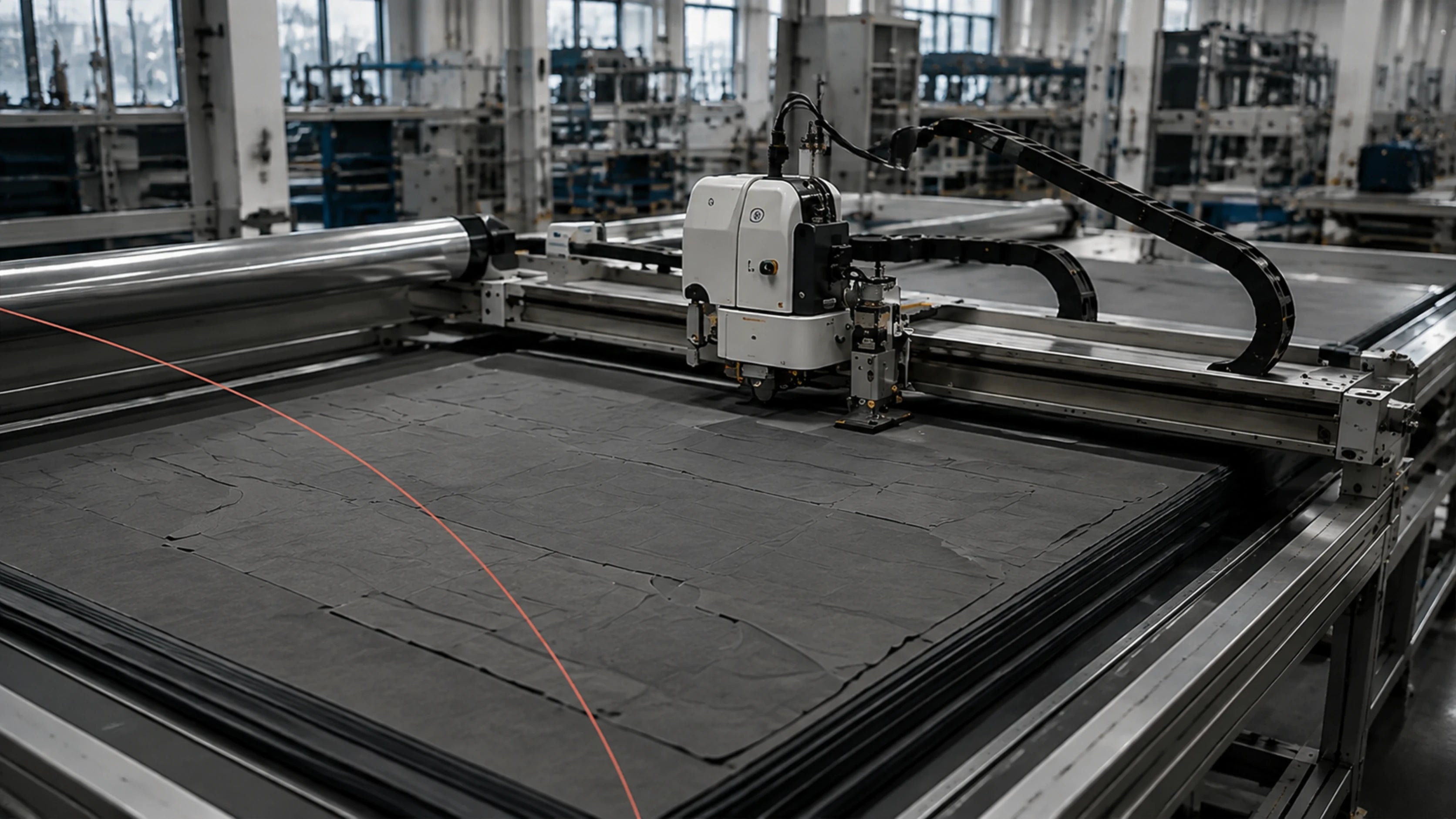 Cut the components. A concept CNC cutting stage separates the approved pattern pieces from layered fabric.
